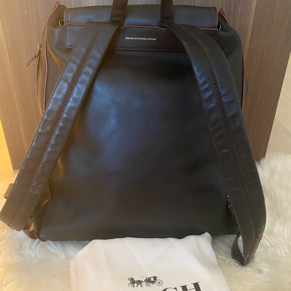 NEW Coach Black leather backpack with red trim - Picture 2 of 9
